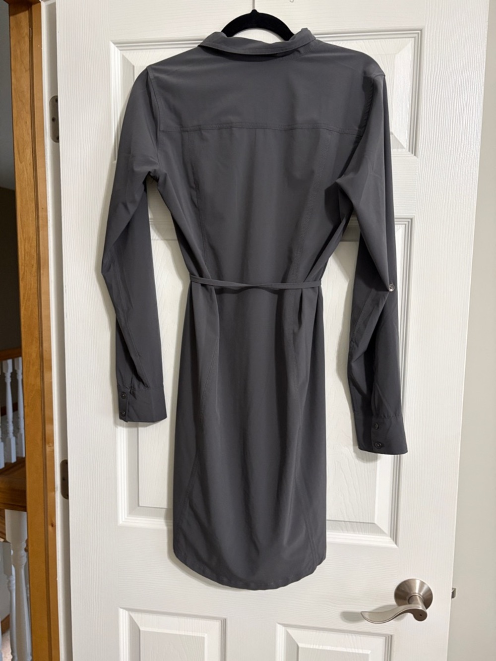 Eddie Bauer Gray Long Sleeve Shirt Dress with Waist Tie - Picture 2 of 2